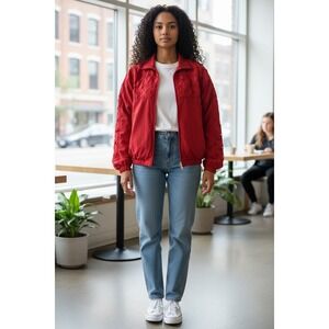 TEDDI Red Textured Sleeve Bomber Jacket Zip Front Women's XL